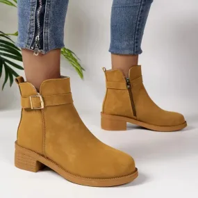 2024 moda primavera vendita calda stivali retrò pu scarpe classiche cerniera tinta unita tacco quadrato stivali da donna zapatos
