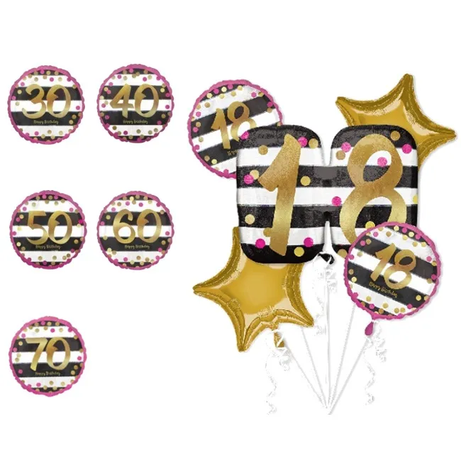 Bouquet di palloncini rosa di compleanno - Anagramma - 5 pz.