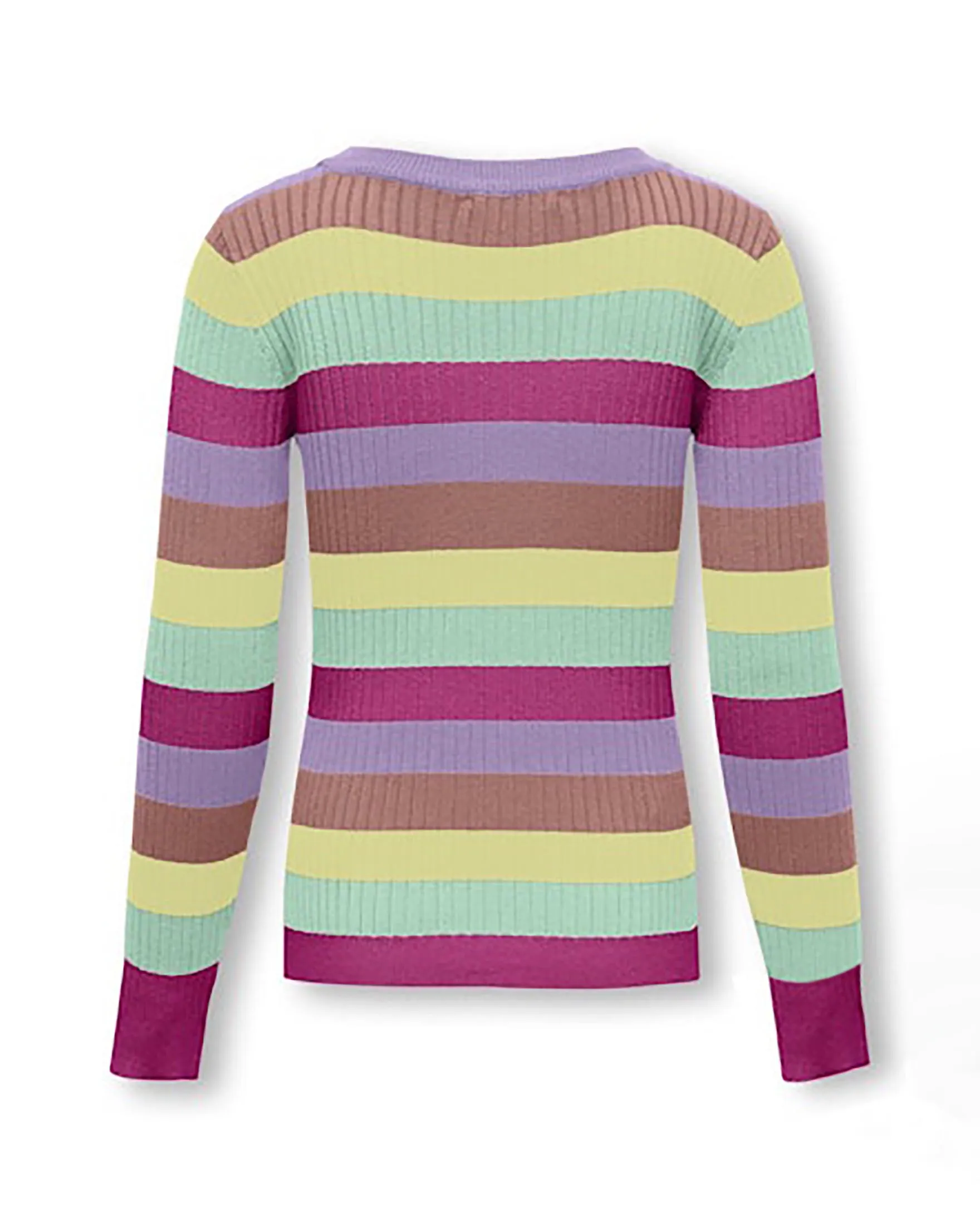 Maglia in viscosa a fantasia righe multicolor a coste 8-14 anni