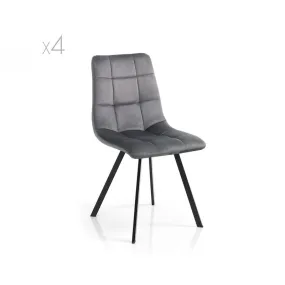 Tomasucci Set 4 sedie Toffee, grigio/nero opaco