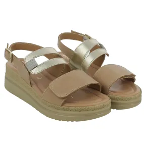 Valleverde  Sandalo in pelle bronzo con listini 